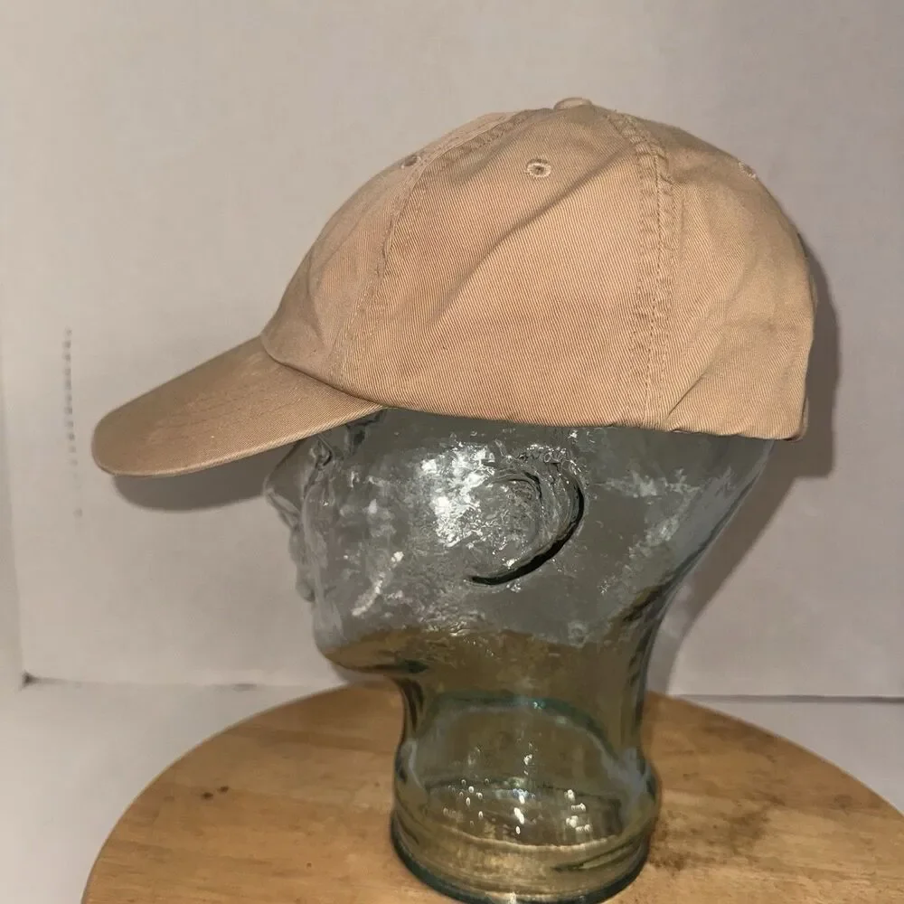 Polo Ralph Lauren Khaki Leather Strap Dad Hat Pony Logo Baseball Cap OSFA